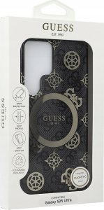 Guess 4G Background Gold Electroplated Peony Pattern MagSafe Case for Samsung Galaxy S25 Ultra Black 1