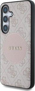 Guess 4G Round Patch Classic Logo MagSafe Case for Samsung Galaxy S25 Plus Pink 2