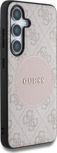 Guess 4G Round Patch Classic Logo MagSafe Case for Samsung Galaxy S25 Plus Pink 4