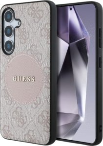 Guess 4G Round Patch Classic Logo MagSafe Case for Samsung Galaxy S25 Plus Pink 10