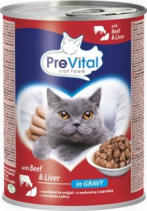 PREVITAL - Z wołowiną i wątróbką w sosie - Pełnoporcjowa karma dla dorosłych kotów -  0.415g 1