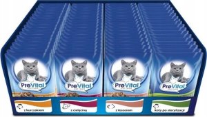 PREVITAL -Karma dla kotów sterylizovanych - 4 smaki - kurczak, cielęcina, łosoś, drób - Pełnoporcjowa karma dla dorosłych kotów -96x100g 4
