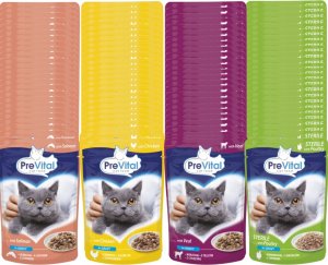 PREVITAL -Karma dla kotów sterylizovanych - 4 smaki - kurczak, cielęcina, łosoś, drób - Pełnoporcjowa karma dla dorosłych kotów -96x100g 5