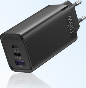 Ładowarka sieciowa Vention FEDB0-EU 2xUSB-C 1xUSB-A 65W/30W/30W GaN (czarna) 5