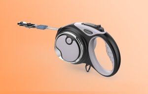 Smycz automatyczna 5m z latarką i pojemnikiem na worki oraz workami Dogness (szara) 6