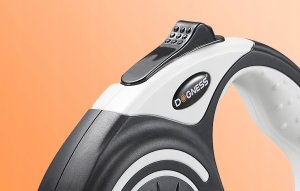 Smycz automatyczna 5m z latarką i pojemnikiem na worki oraz workami Dogness (szara) 7