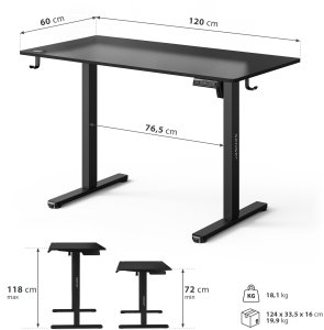 Biurko SENSE7 NOJO LIGHT Czarne 120 cmx60 cm 9