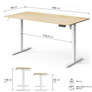 Biurko SENSE7 NOJO LIGHT Jasnobrązowo-Białe 140 cmx70 cm 8