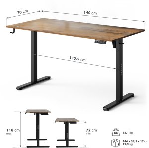 Biurko SENSE7 NOJO LIGHT Ciemnobrązowe 140 cmx70 cm 8