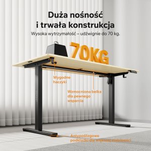 Biurko SENSE7 NOJO LIGHT Jasnobrązowo-Czarne 140 cmx70 cm 4