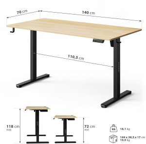 Biurko SENSE7 NOJO LIGHT Jasnobrązowo-Czarne 140 cmx70 cm 6