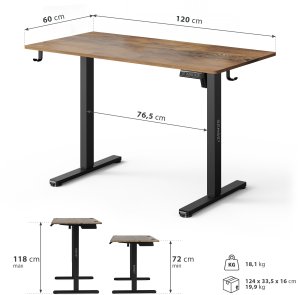 Biurko SENSE7 NOJO LIGHT Ciemnobrązowe 120 cmx60 cm 9