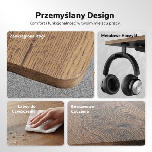 Biurko SENSE7 NOJO LIGHT Ciemnobrązowe 120 cmx60 cm 6