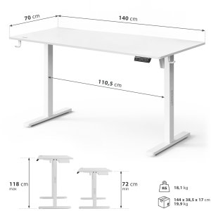 Biurko SENSE7 NOJO LIGHT Białe 140 cmx70 cm 8