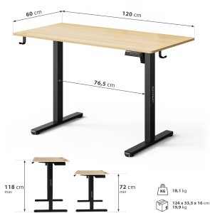 Biurko SENSE7 NOJO LIGHT Jasnobrązowo-Czarne 120 cmx60 cm 9