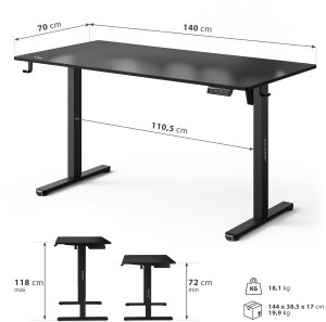 Biurko SENSE7 NOJO LIGHT Czarne 140 cmx70 cm 9