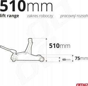 Podnośnik hydrauliczny niskoprofilowy lewarek typu żaba 3t 3000kg ce 75/510mm amio-04215 11