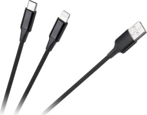 Kabel USB Cabletech USB-A - USB-C + Lightning 1 m Czarny (KPO3944) 2