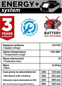 Graphite Stacja lutownicza Energy+ 18V, bez akumulatora 58GE143 10