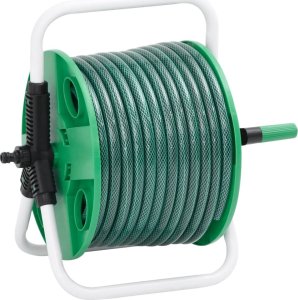 Wolnostojący bęben na wąż ze złączkami, 0,5, 50m, zielony, PVC 1