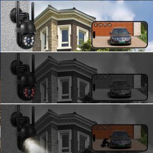 Zewnętrzna Kamera IP Wifi Obrotowa 8MPx Bezprzewodowa Ultra HD ZOOM CZARNA [TUYA BLACK] 4