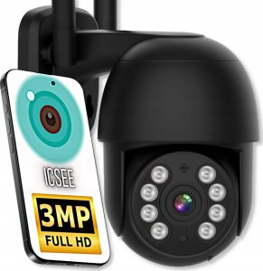 Zewnętrzna Kamera WIFI Obrotowa ICSEE 3MPx ŚLEDZENIE RUCHU 1536p CZARNA SD [i-3SCAM] 1