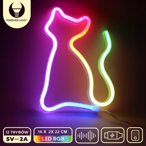 Neon dekoracyjny LED RGB KOT + pilot FLRN03 Forever Light 8