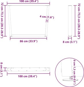 vidaXL Nogi do stołu jadalnego w kształcie litery V 2 szt. Czarne Stal 10