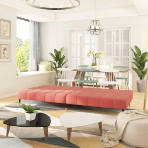 vidaXL 2-osobowa kanapa, różowa, tapicerowana aksamitem 3