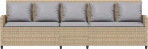 vidaXL Sofa ogrodowa 5-osobowa z poduszkami beżowy polirattan 4