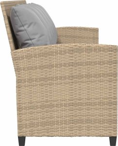 vidaXL Sofa ogrodowa 5-osobowa z poduszkami beżowy polirattan 5