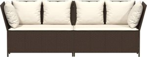 vidaXL Sofa ogrodowa z poduszkami Brązowy polirattan 4