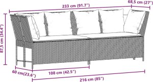 vidaXL Sofa ogrodowa z poduszkami Brązowy polirattan 9