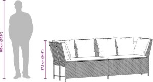 vidaXL Sofa ogrodowa z poduszkami Brązowy polirattan 10