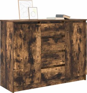 vidaXL Komoda z szufladami Dąb wędzony 100,5x35x76 cm Drewno klejone (3328448) 4
