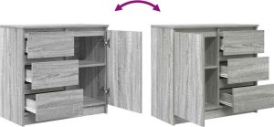 vidaXL Komoda z szufladą Szary Sonoma 71x35x65 cm Drewno klejone 9