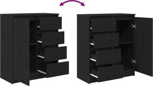 vidaXL Komoda z szufladami Czarny dąb 71x35x84 cm Drewno klejone 9