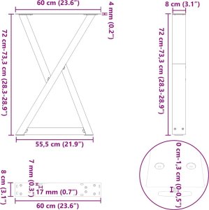 vidaXL Nogi do stołu jadalnego 2 szt. Stal 10