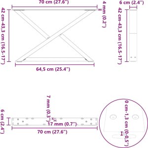 vidaXL Nogi do stolika kawowego 2 szt. Antracyt 70x(42-43,3) cm Stal 10