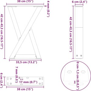 vidaXL Nogi do stolika kawowego 2 szt. Antracyt 38x(42-43,3) cm Stal 10