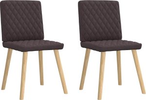 vidaXL Krzesła stołowe, 2 szt., ciemnobrązowe, obite tkaniną 2
