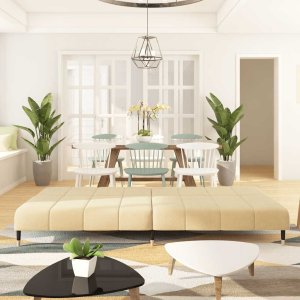 vidaXL 2-osobowa kanapa, kremowa, tapicerowana aksamitem 3