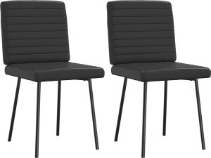 vidaXL Krzesła stołowe, 2 szt., czarne, obite sztuczną skórą 2