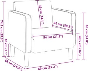 vidaXL Sofa Fotel z Podłokietnikami Ciemnoszary 54 cm Tkanina Corduroy 8