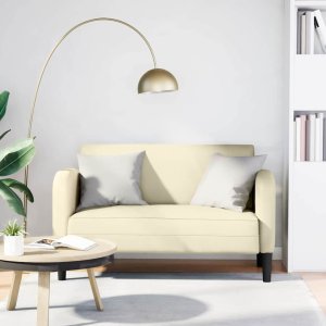vidaXL Sofa dwuosobowa kremowa 110 cm ze skóry ekologicznej 1