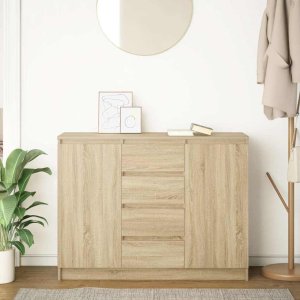 vidaXL Komoda z szufladami Dąb Sonoma 100,5x35x76 cm Drewno klejone 3