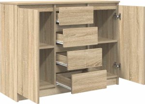vidaXL Komoda z szufladami Dąb Sonoma 100,5x35x76 cm Drewno klejone 5
