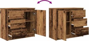 vidaXL Komoda z szufladą Stare drewno 71x35x65 cm Drewno klejone 9