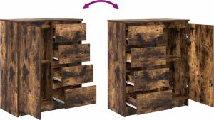 vidaXL Komoda z szufladami Dąb wędzony 71x35x84 cm Drewno klejone 9