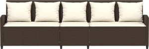 vidaXL Sofa ogrodowa 5-osobowa z poduszkami Brązowy polirattan 4